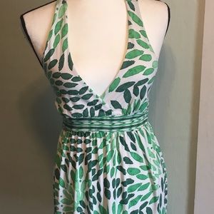 3/$25 B Moss Green and White halter style dress